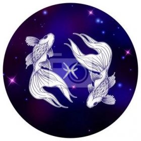 Pisces znamení zvěrokruhu, horoskop symbol, vektorové ilustrace