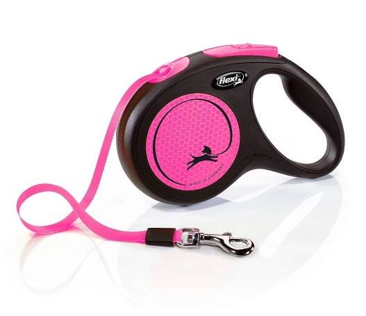 Flexi New Neon M pásek 5m/25 kg růžové