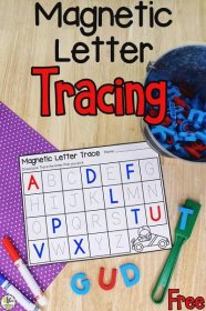 This Magnetic Letter Tracing Activity is a hands-on way for pre-writers to practice identifying and writing lowercase and capital letters!