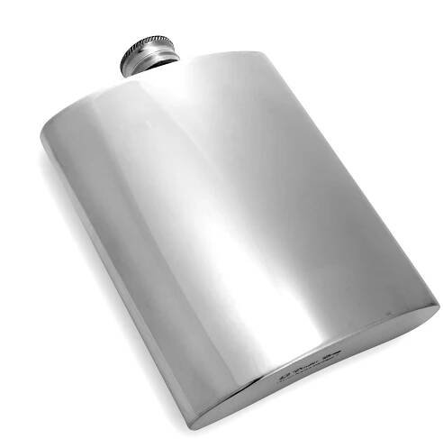 6oz Handmade Plain Pewter Engravable Hip Flask