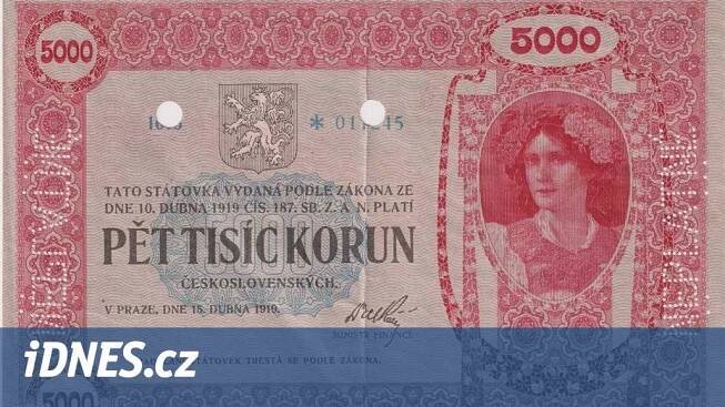 Nejdražší bankovka. Pět tisíc korun z roku 1919 se vydražilo za 25,6 milionů - iDNES.cz