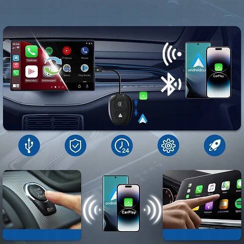 BEZDRÁTOVÝ ADAPTÉR ANDROID AUTO a CARPLAY iPHONE ADAPTER 2 v 1 XSTORM Kód výrobce ADAPTER BEZPRZEWODOWY ANDORD AUTO CARPLAY 2w1