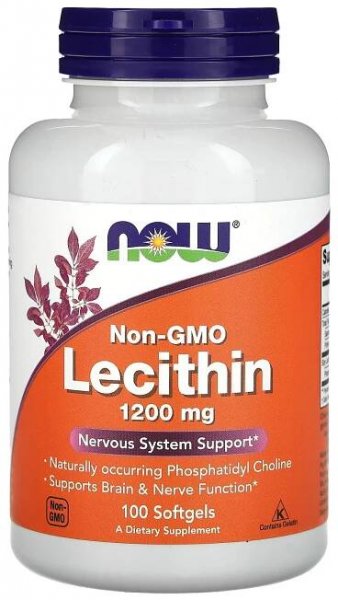 NOW Foods, Non-GMO lecitin, 100 měkkých kapslí 