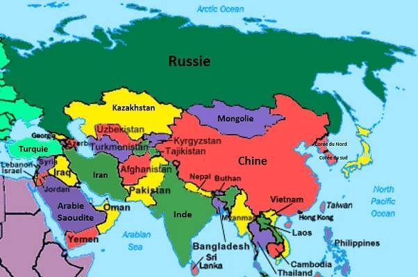 carte ays en Asie