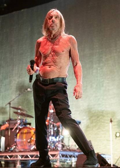 Iggy Pop performs at Alexandra Palace in London on May 28
