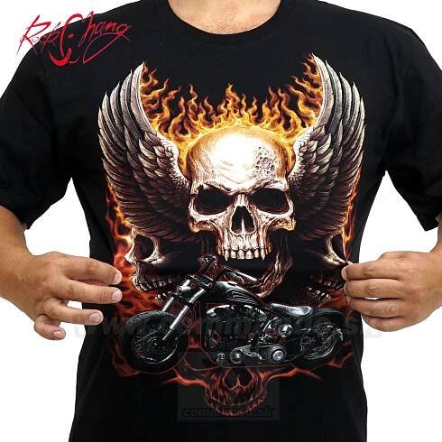 Tričko Skull Motorcycles Wings Rock Chang 4418 T-Shirt | Commando.sk