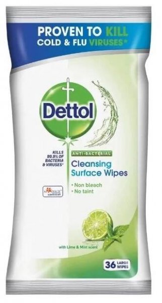Antibakteriální ubrousky na povrchy Dettol ubr.36ks limetka/máta Dezinfekce