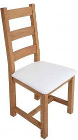 Dubová židle Ladder Back bílá koženka2