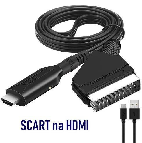 Redukce - převodník - konvertor - SCART na HDMI - kabel 1m (NOVÝ TYP) - TV - Televize