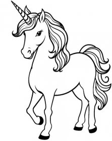 Simple Unicorn Coloring Page - A simplistic unicorn outline, perfect for younger kids just starting to color.