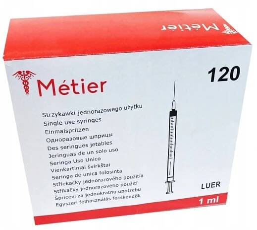 Tuberkulinová stříkačka Metier Medical 1 ml 120 ks