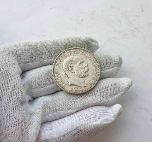 ++5 KORUN 1907 KB 40. výročí korunovace Františka Josefa I.++ - Numismatika