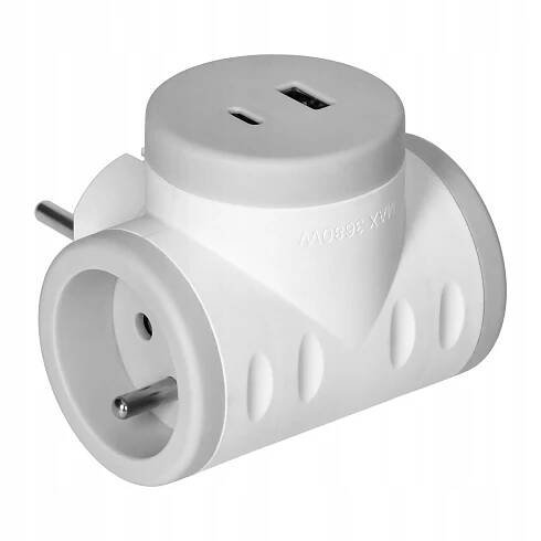 ORNO rozbočovač 2x(2P+E) + 2xUSB, Quickcharge, bílo-šedý [OR-AE-13281/G] levná elektronika značky ORNO