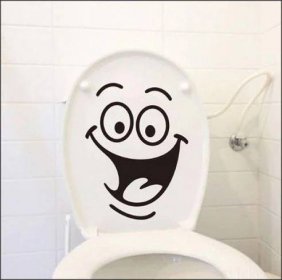 Vtipné dekorační samolepky na toaletu - Chechtací smajlík