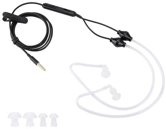 Sluchátka s mikrofonem pro mobilní telefon černá 3,5 mm Air Acoustic Tube Earphones Anti-Radiation