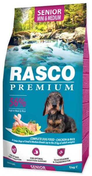 Rasco Premium Senior Mini&Medium Kuře s rýží granule 1 kg