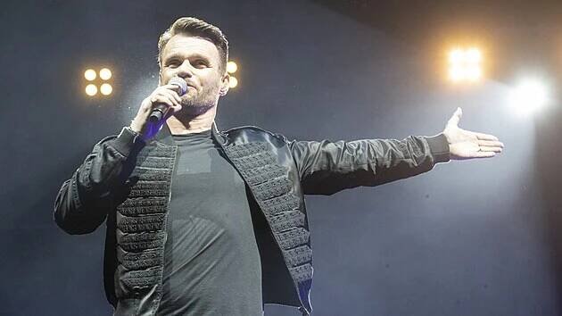 Leoš Mareš na narozeninovém koncertu Michala Davida v pražské O2 areně, 28. 6. 2022