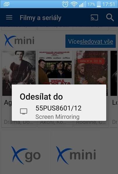 Televizor Philips s o. s. Android TV byl sice aplikací odhalen, ale nepřipojila se k němu.