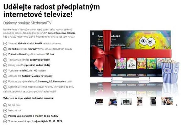 Internetová televize jako dárek