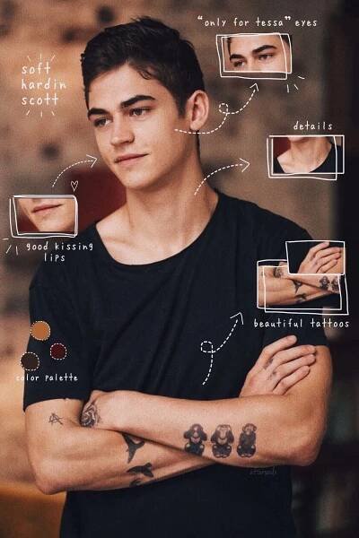 a young man with his arms crossed in front of him is surrounded by photos and text