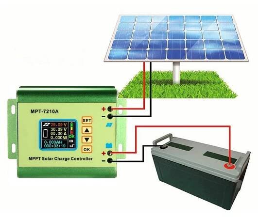 MPT-7210A LCD MPPT Ovladač nabíjení solárního panelu Hliníková slitina Pro lithiovou baterii 24V / 36V / 48V