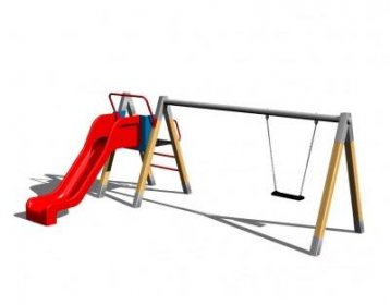 Playground System Řetězová houpačka se skluzavkou dřevěná - B (v.p. 1 m)