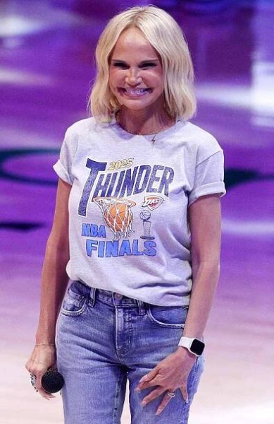 Kristin Chenoweth sings the national anthem prior to Game Seven of the 2025 NBA Finals