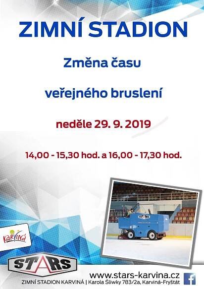 Přidáváme termín veřejného bruslení | Novinka | STaRS Karviná, s.r.o. - Váš partner pro volný čas