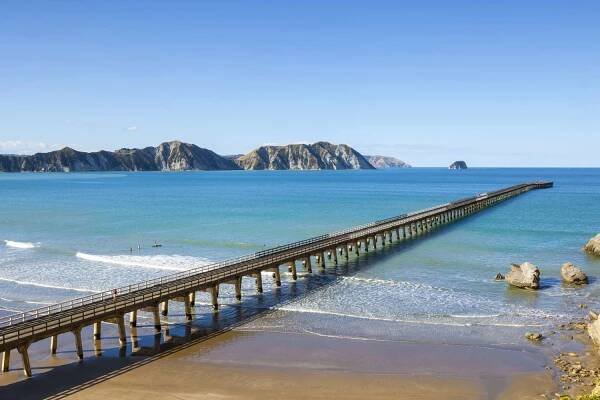 Tolaga Bay Wharf near Gisborne of Eastlands, New Zealand.