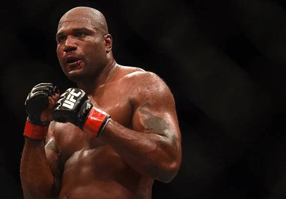 Quinton "Rampage" Jackson bleeding from the nose during a UFC fight.