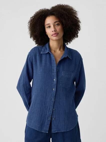 GAP dámská mušelínová oversize košile Tmavě modrá od 979 Kč - Heureka.cz