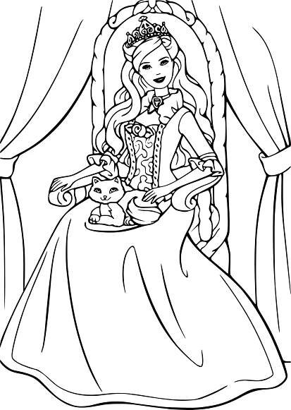 Omalovánka Princezna Barbie k vytištění a vybarvení