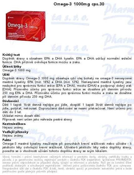 Omega-3 1000mg cps.30 p.zdr.srdce a cévy | SOS lékárna online, internetová lékárna, léky