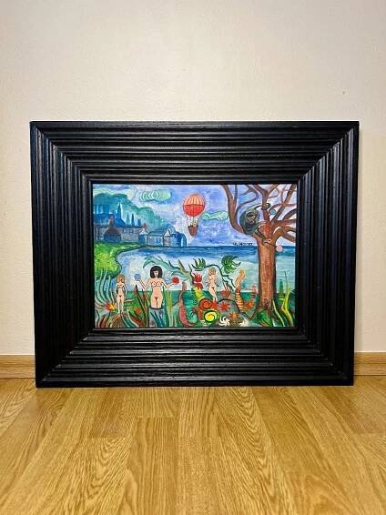 Hlinomaz Josef - Ráj - 38 x 28cm - Olej + Znalecký Posudek
