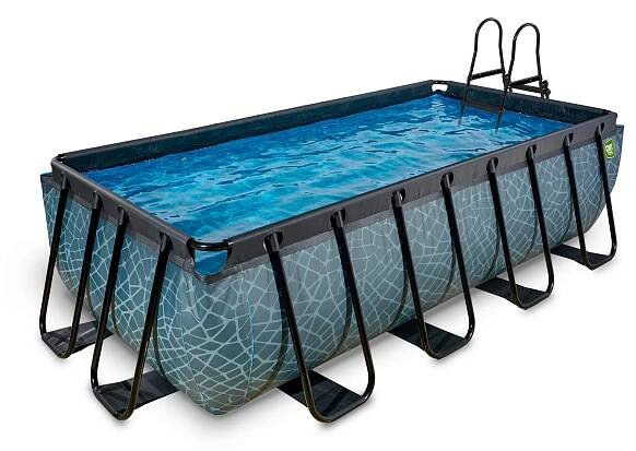POOL-SET 450/250/100 cm  - Grau, KONVENTIONELL, Kunststoff (450/250/100cm) - EXIT Toys