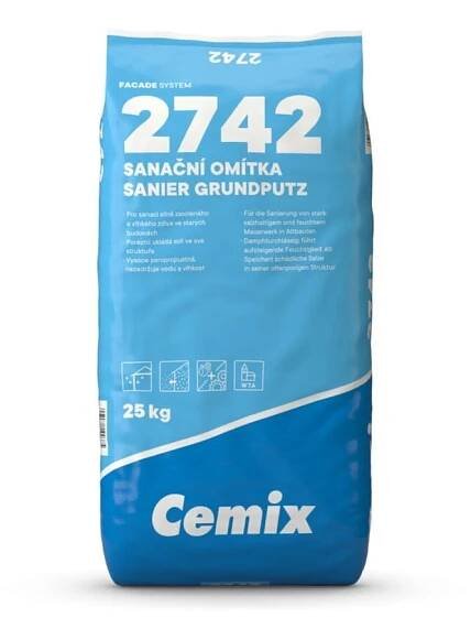 Omítka sanační Cemix 2742 zrnitost 1,2 mm – 25 kg od 338 Kč - Heureka.cz