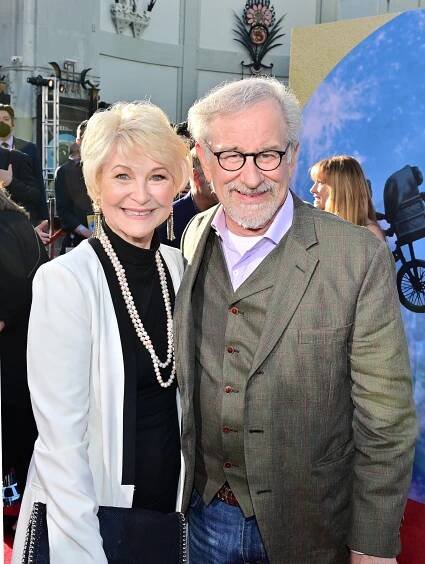 Dee Wallace and Steven Spielberg attend the 40th anniversary screening of "E.T. the Extra-Terrestrial" at the 2022 TCM Classic Film Festival