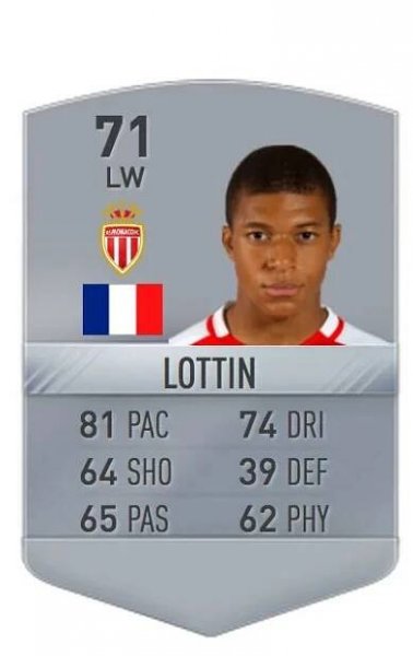 a soccer card with the name lottin on it