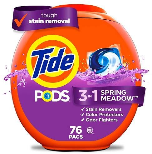 Tide PODS Liquid Laundry Detergent Packs, Spring Meadow Scent, 76 Count