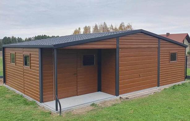 Plechová garáž 9x6 štítová EXTRALINE + arkýř