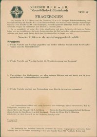 3B48 Dotazník Neander M.F. GmbH Düren - Rölsdorf 1928 - Motoristická literatura