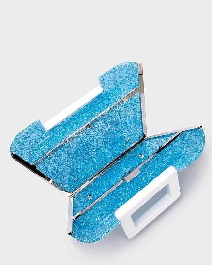 Riviera Plexi Clutch In Blue Crystal top view