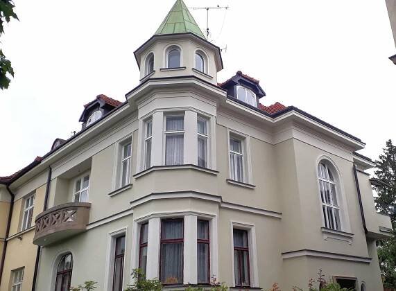 Oprava štukové fasády RD Vackova 66, Brno