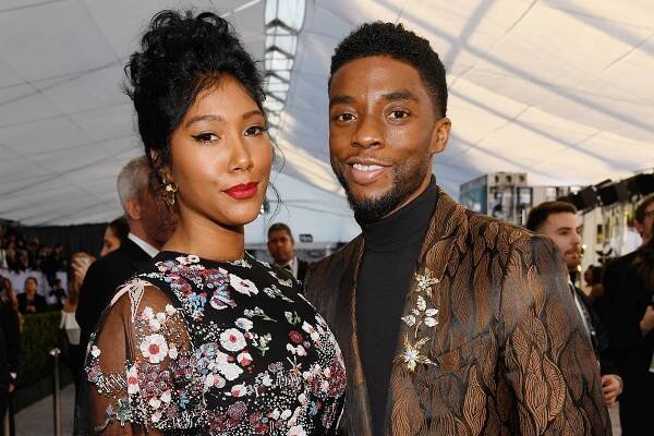 Taylor Simone Ledward and Chadwick Boseman in January 2019.