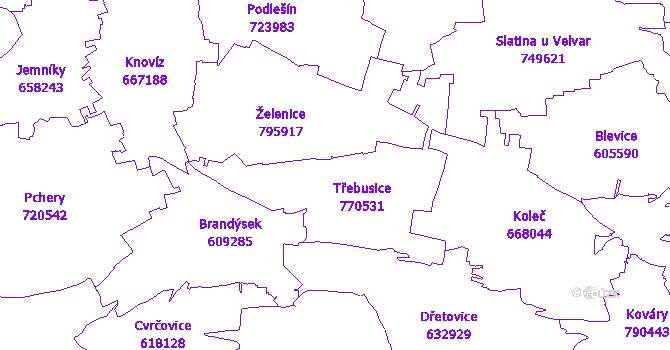 Katastrální mapa Třebusice