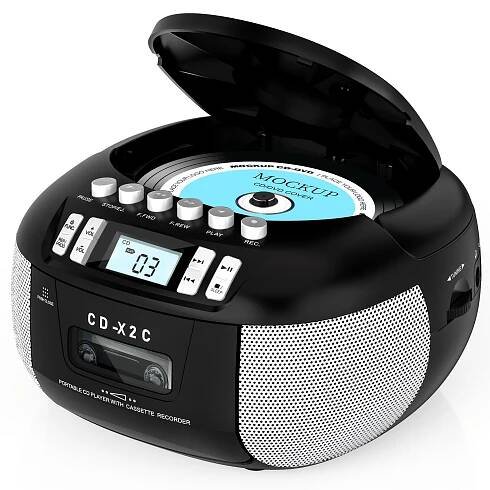 * CD And Cassette Player Combo, Boombox CD Player Portable With AM/FM Radio, Tape Recording, *, AC/* Powered, AUX/Headphone Jack, Sl