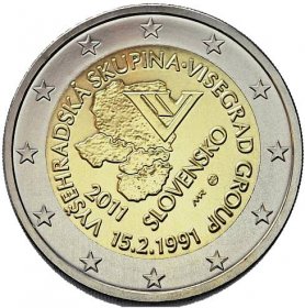 Pamětní 2 EUR Slovensko 2011 20. výročí vytvoření Visegrádské skupiny