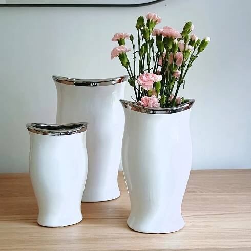 LIVELLO Váza na květiny Keramická Dekorativní Moderní 20 cm BÍLÁ Stav balení originální