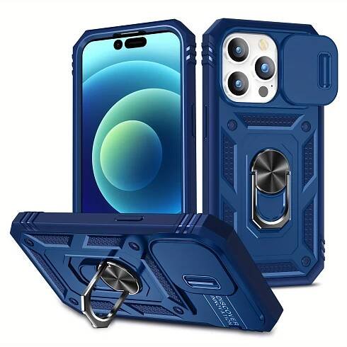 Kryt na iPhone 14 Pro Max odolný s krytkou na fotoaparát tmavě modrý