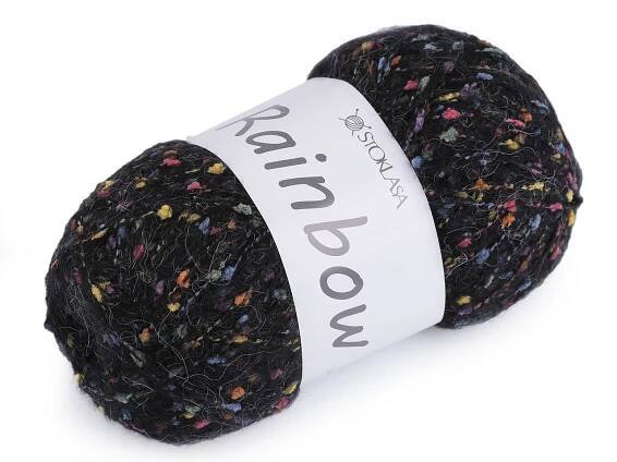 Pletací příze mohérová Rainbow 100 g, střední, 8 (21-2) černá (bal. 1)